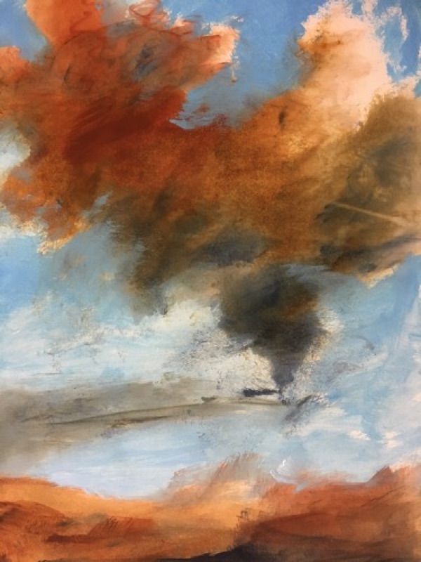 Leonardos Wolke Öl und Acryl auf Papier 2017 35 x 50  cm